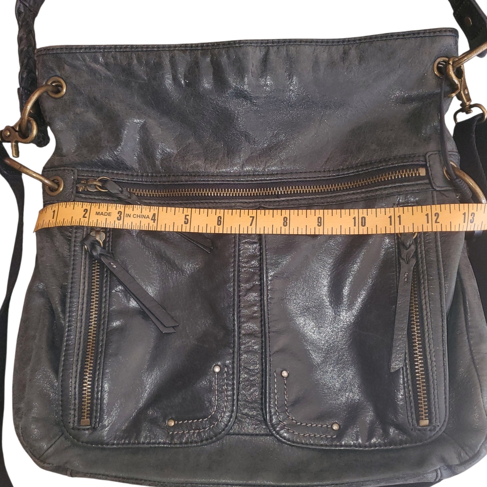 The Sak Black Leather Shoulder Bag with Gold Accents - Picture 5 of 7